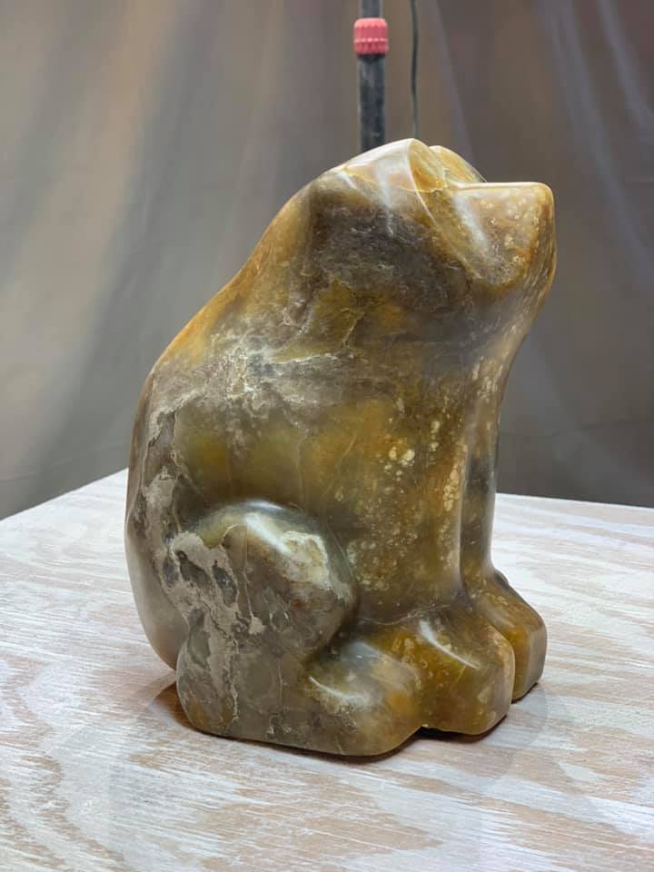 Alabaster sculpture of a bear