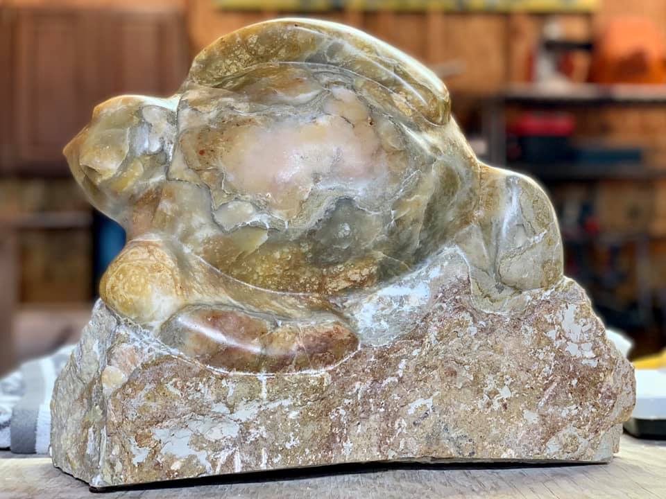 Alabaster sculpture of a sea turtle